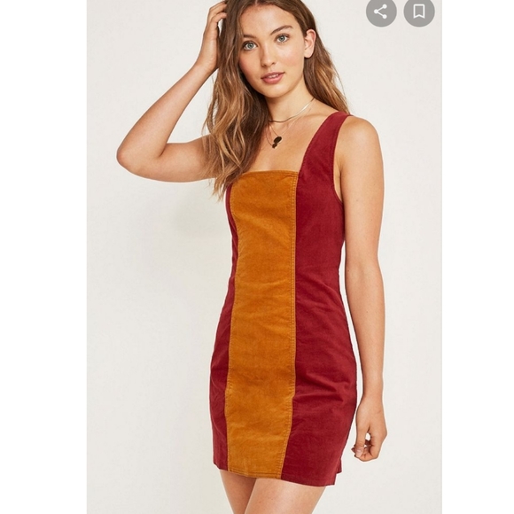 UO Taylor Uncut Corduroy Colourblock Dress